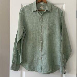 J Crew Shirtings Tailored Fit Linen Striped Shirt w Pocket Sz M w MEASUREMENTS